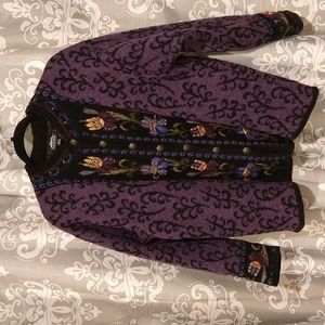 Icelandic Design Wool Button Front Lined Cardigan Sz Lg